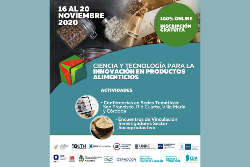 Llega el PreCongreso Internacional de Ciencia y Tecnología de los Alimentos Córdoba 2020